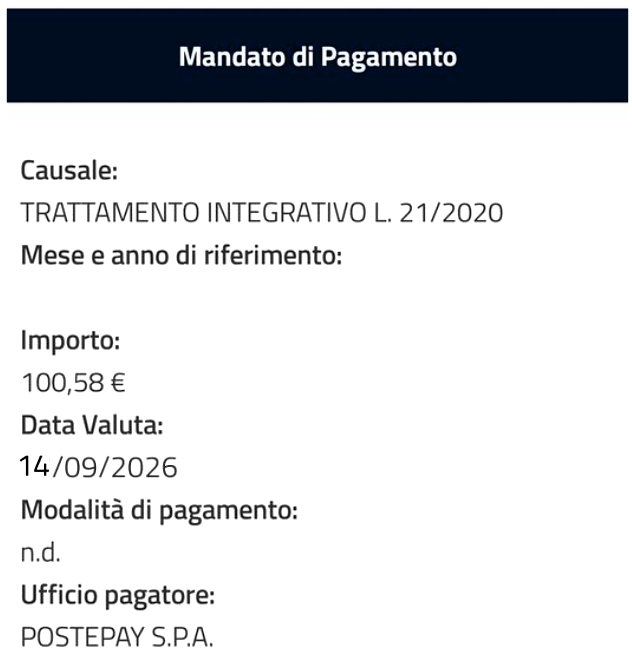 trattamento integrativo settembre inps