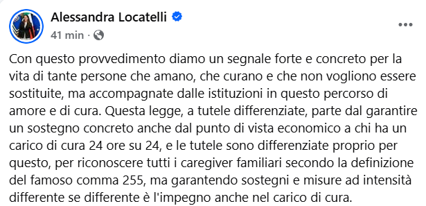 legge caregiver ministra locatelli